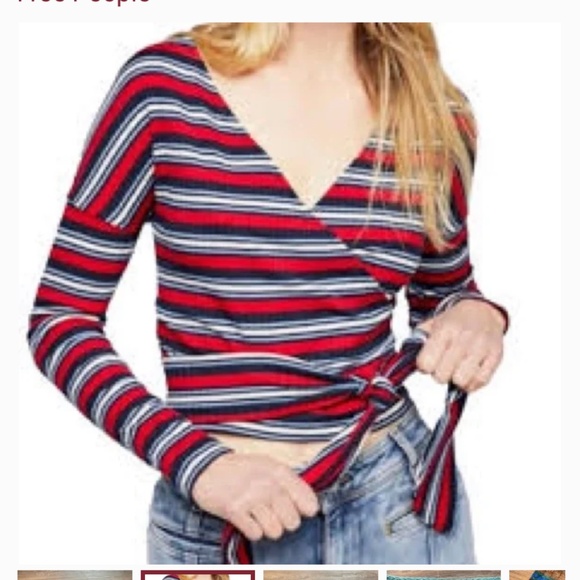 Free people striped wrap cropped top. Preowned. No flaws. Just worn by another:) - Picture 4 of 4